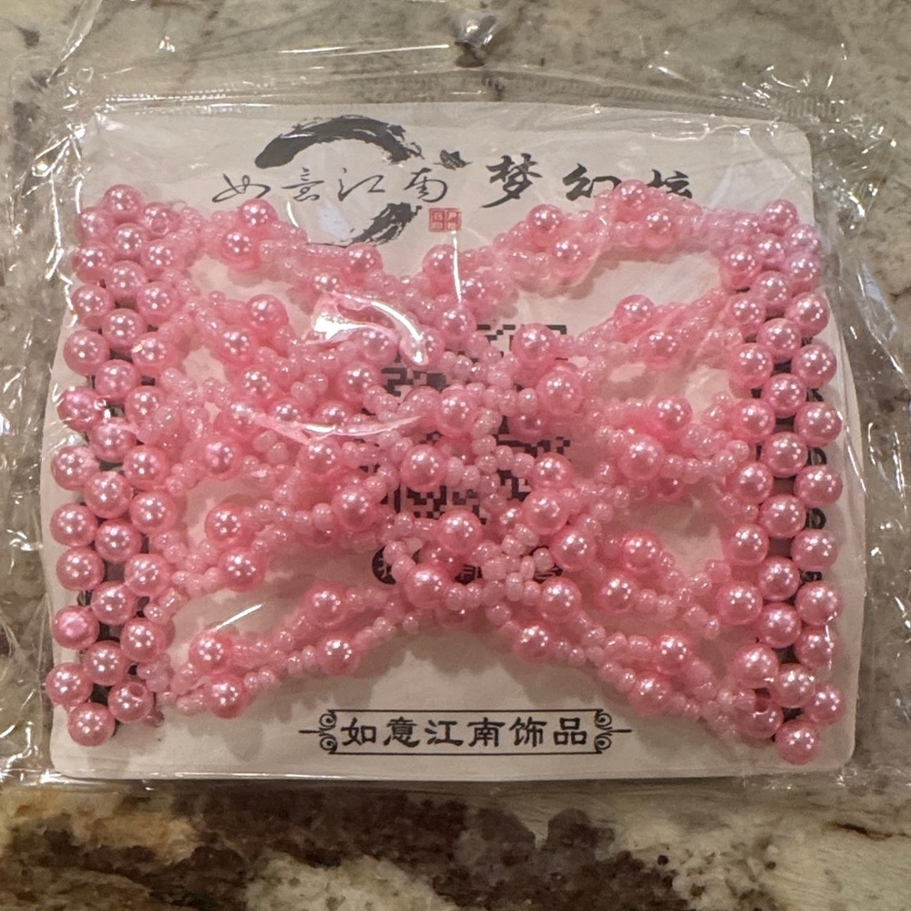 Elegant Pink Beaded Hair Accessory